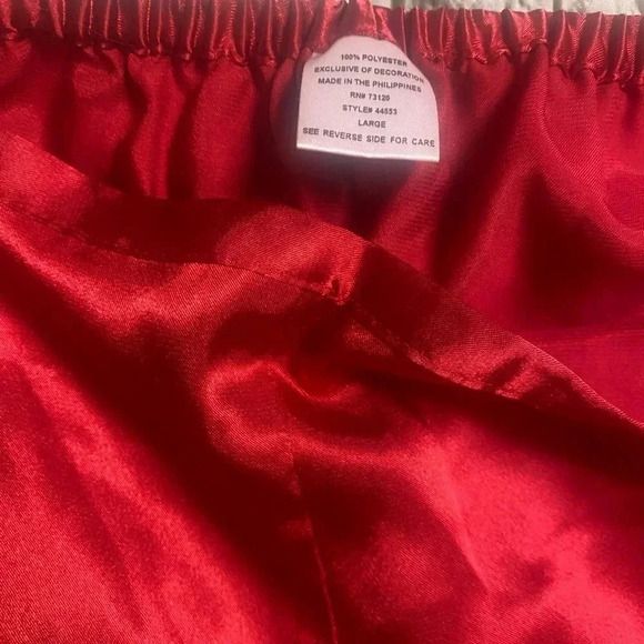 Fredericks of Hollywood Satin Pajama Set Large Long Sleeve & Pants Red - Picture 4 of 7